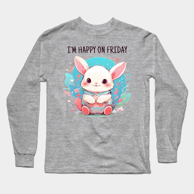 Happy friday rabbit Long Sleeve T-Shirt by bswlife